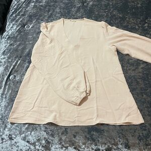 JODIFL Cream Relaxed Ribbed Blouse